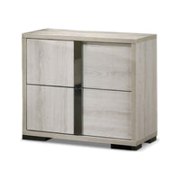 Queen Bedroom Set, White Wash, Chrome, 3 Piece Set with 2 Nightstands