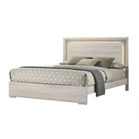 Queen Bedroom Set, White Wash, Stone Gray, 3 Piece Set with 2 Nightstands