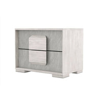 Queen Bedroom Set, White Wash, Stone Gray, 3 Piece Set with 2 Nightstands