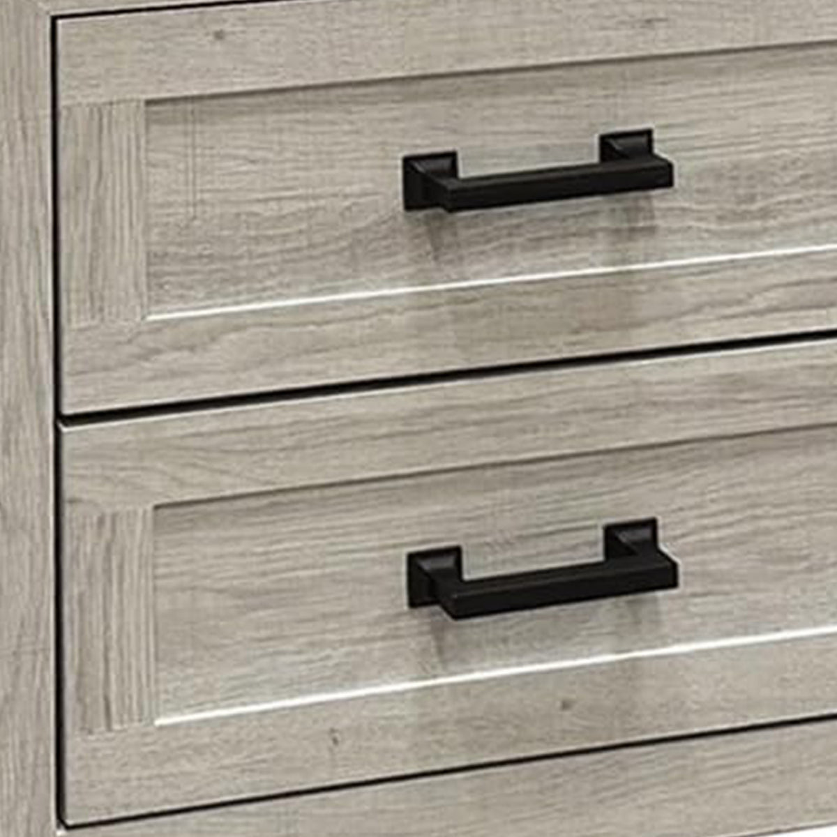 Queen Bedroom Set, White Wash, Black Wood, 2 Piece Set with Nightstand