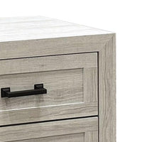 Queen Bedroom Set, White Wash, Black Wood, 3 Piece Set with 2 Nightstands