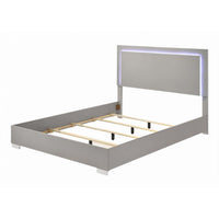 Queen Bedroom Set, Light Taupe, Chrome Silver Wood, 3 Piece Set with 2 Nightstands