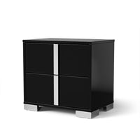 Queen Bedroom Set, Piano Black, Chrome, Chrome Silver Wood, 2 Piece Set with Nightstand