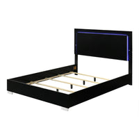 Queen Bedroom Set, Piano Black, Chrome, Chrome Silver Wood, 3 Piece Set with 2 Nightstands