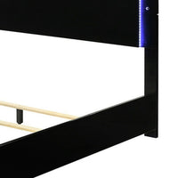 Queen Bedroom Set, Piano Black, Chrome, Chrome Silver Wood, 3 Piece Set with 2 Nightstands