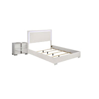 Queen Bedroom Set, White, Chrome, Chrome Silver Wood, 2 Piece Set with Nightstand