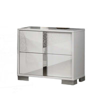 Queen Bedroom Set, White, Chrome, Chrome Silver Wood, 2 Piece Set with Nightstand