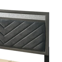Queen Bedroom Set, Gray, Silver, Black Wood, 3 Piece Set with 2 Nightstands