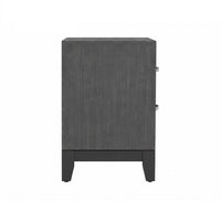 Queen Bedroom Set, Gray, Black Wood, 2 Piece Set with Nightstand