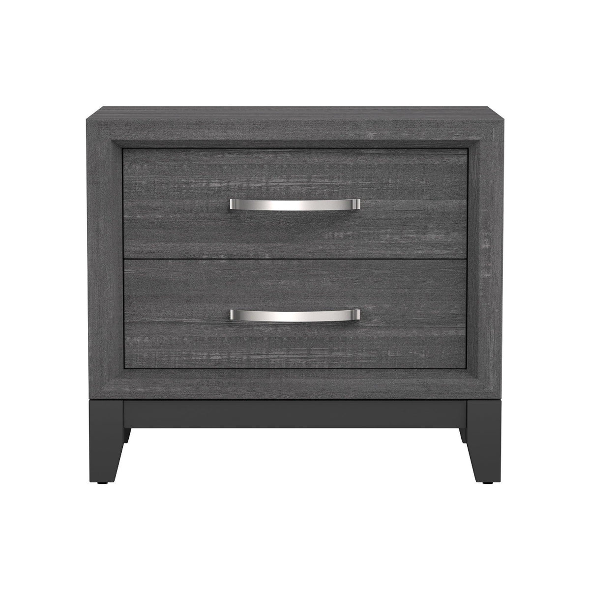 Queen Bedroom Set, Gray, Black Wood, 3 Piece Set with 2 Nightstands