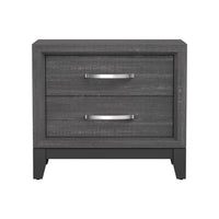 Queen Bedroom Set, Gray, Black Wood, 3 Piece Set with 2 Nightstands