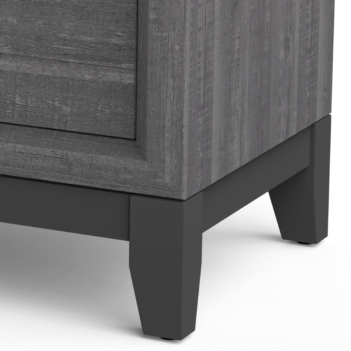 Queen Bedroom Set, Gray, Black Wood, 3 Piece Set with 2 Nightstands