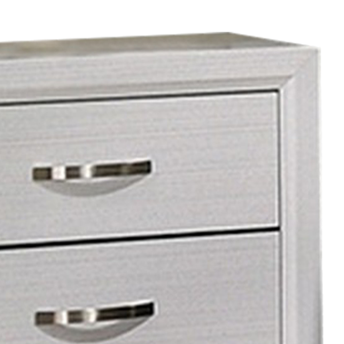 Queen Bedroom Set, White, Black, Nickel Wood, 2 Piece Set with Nightstand