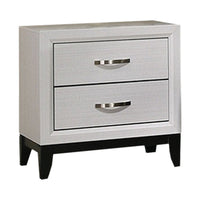 Queen Bedroom Set, White, Black, Nickel Wood, 2 Piece Set with Nightstand