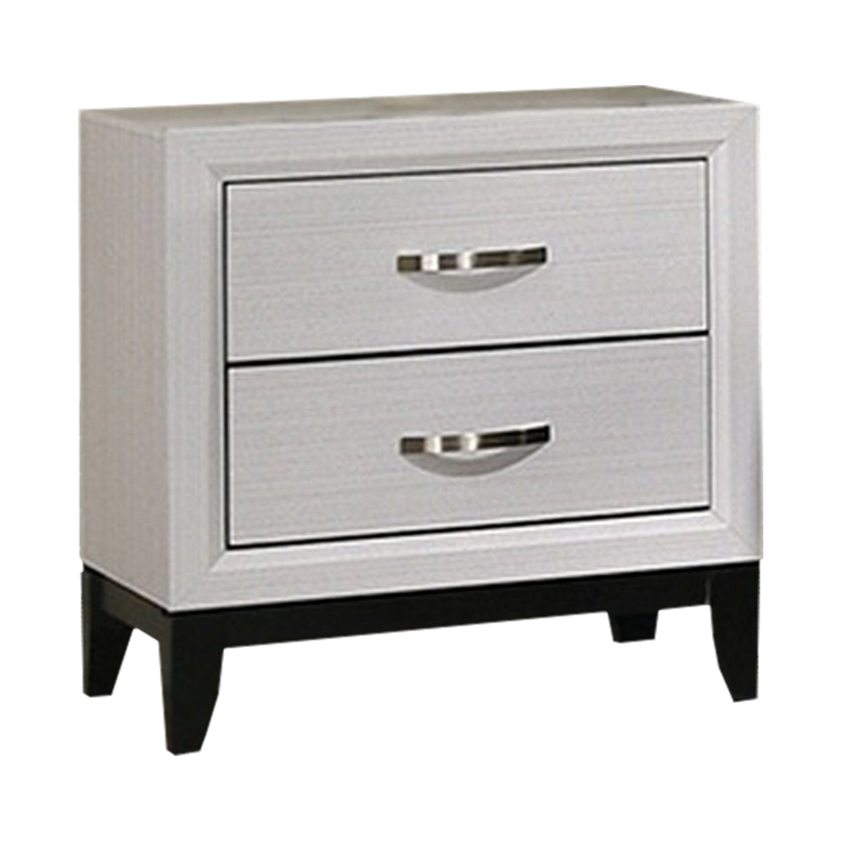 Queen Bedroom Set, White, Black, Nickel Wood, 3 Piece Set with 2 Nightstands