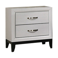 Queen Bedroom Set, White, Black, Nickel Wood, 3 Piece Set with 2 Nightstands