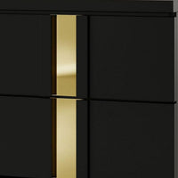 Queen Bedroom Set, Black, Gold Wood, 2 Piece Set with Nightstand