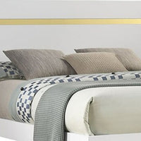 Queen Bedroom Set, White, Gold Wood, 2 Piece Set with Nightstand