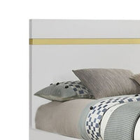 Queen Bedroom Set, White, Gold Wood, 2 Piece Set with Nightstand