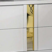 Queen Bedroom Set, White, Gold Wood, 2 Piece Set with Nightstand
