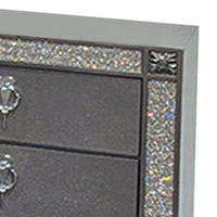 Queen Bedroom Set, Gray, Nickel Wood, 3 Piece Set with 2 Nightstands