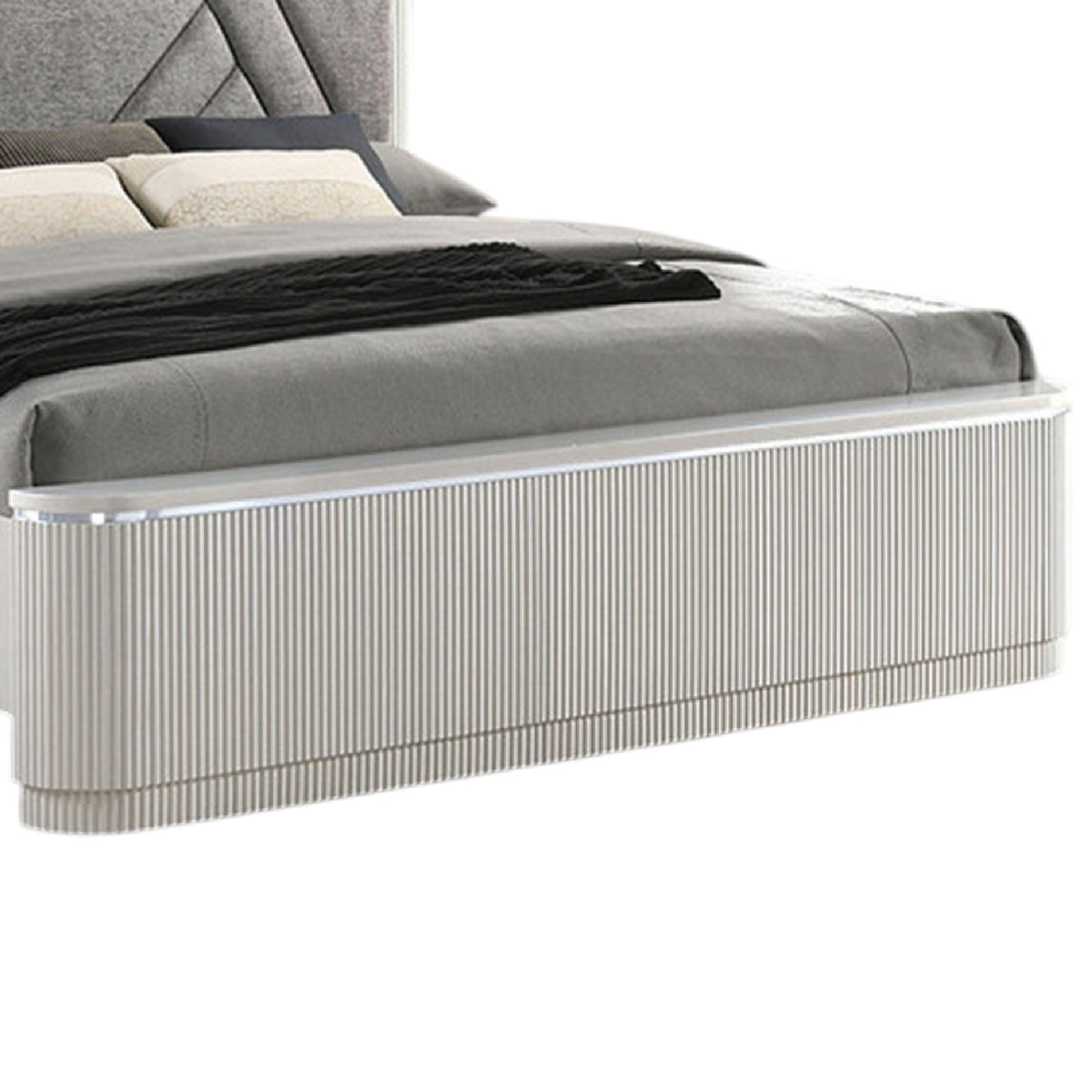 Queen Bedroom Set, Gray, Silver Wood, 2 Piece Set with Nightstand