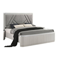 Queen Bedroom Set, Gray, Silver Wood, 3 Piece Set with 2 Nightstands