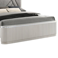 Queen Bedroom Set, Gray, Silver Wood, 3 Piece Set with 2 Nightstands