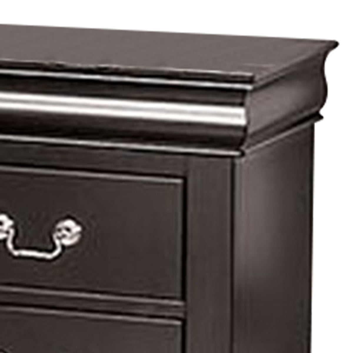 Queen Bedroom Set, Black, Nickel Wood, 2 Piece Set with Nightstand