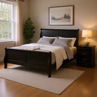 Queen Bedroom Set, Black, Nickel Wood, 2 Piece Set with Nightstand