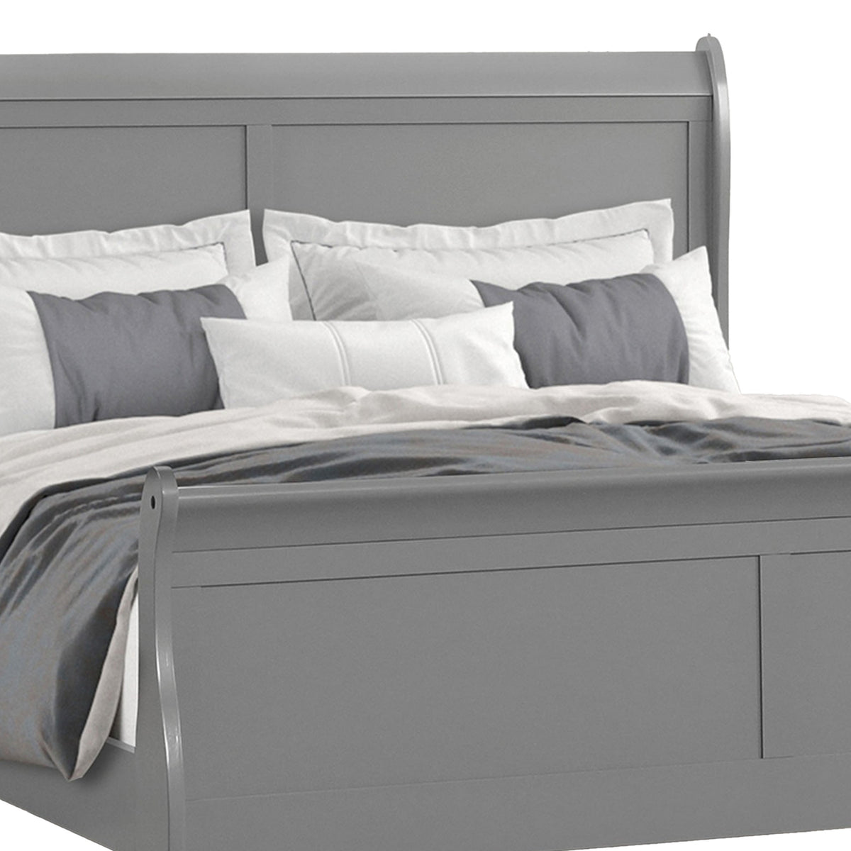 Queen Bedroom Set, Gray, Nickel Wood, 3 Piece Set with 2 Nightstands