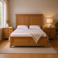 Queen Bedroom Set, Gray, Nickel Wood, 3 Piece Set with 2 Nightstands