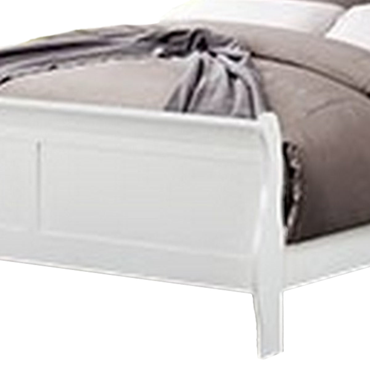 Queen Bedroom Set, White, Nickel Wood, 2 Piece Set with Nightstand