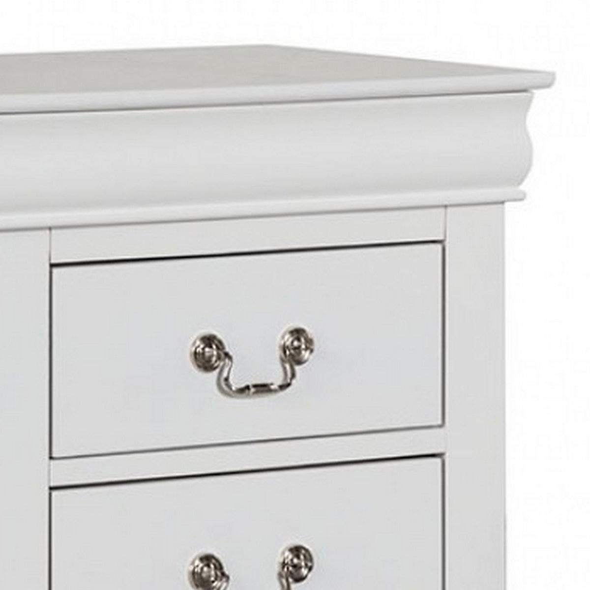 Queen Bedroom Set, White, Nickel Wood, 2 Piece Set with Nightstand