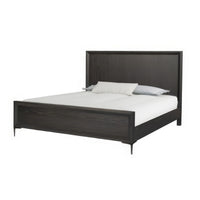 Queen Bedroom Set, Espresso Brown, Silver, Black Wood, 2 Piece Set with Nightstand