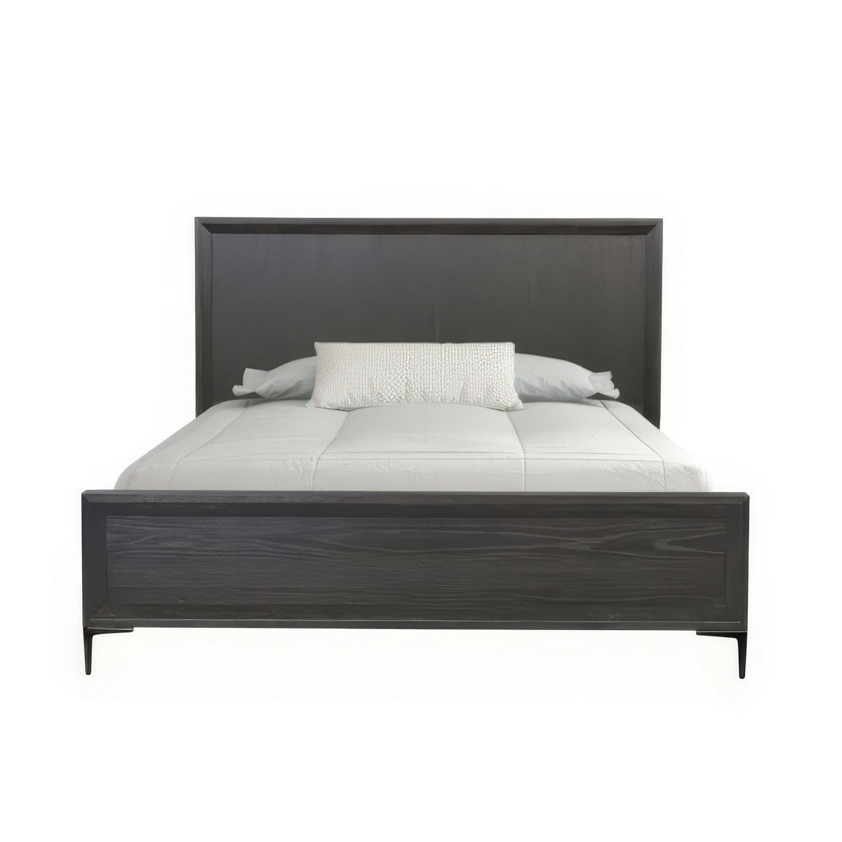 Queen Bedroom Set, Espresso Brown, Silver, Black Wood, 2 Piece Set with Nightstand