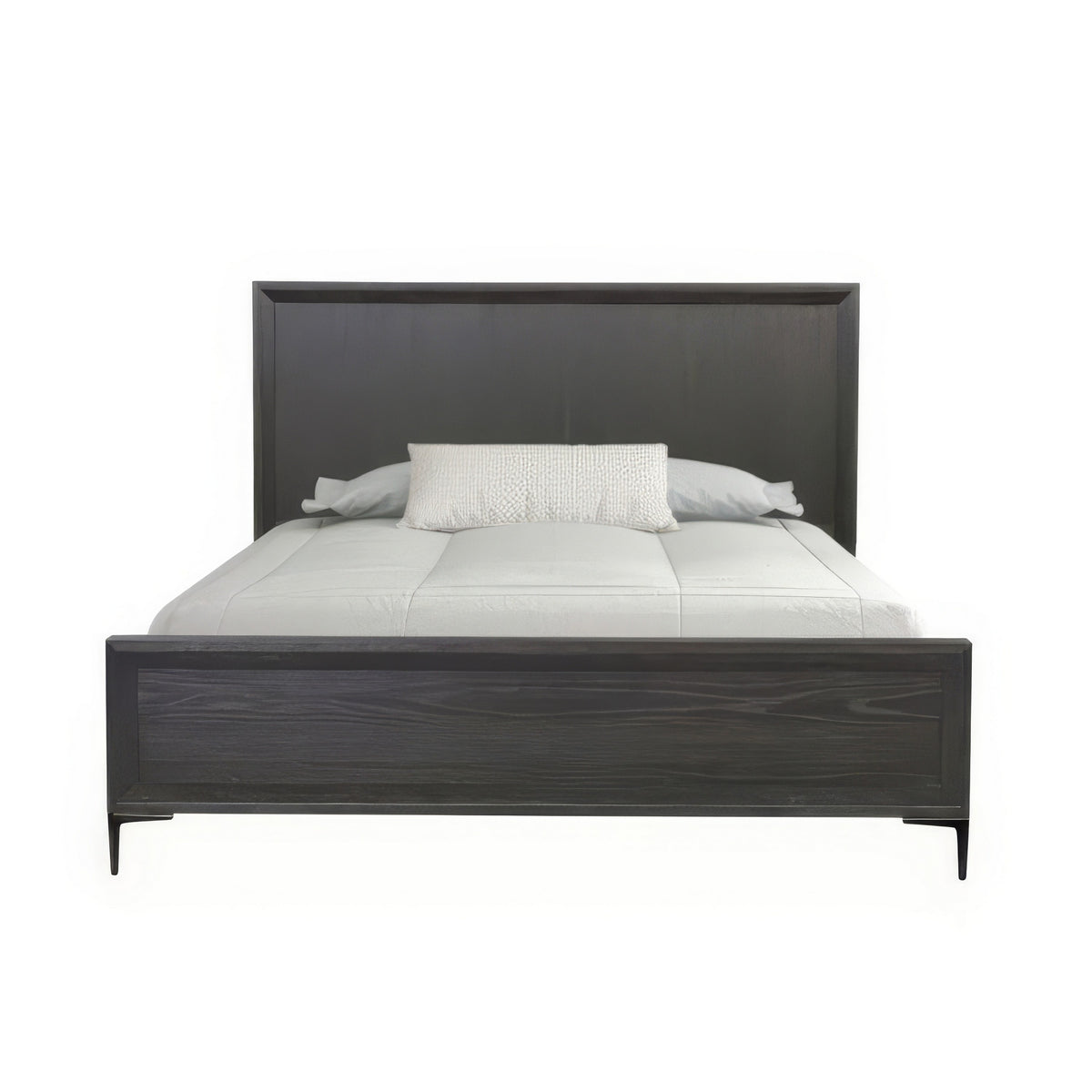Queen Bedroom Set, Espresso Brown, Silver, Black Wood, 3 Piece Set with 2 Nightstands