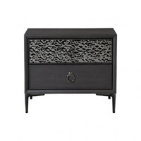 Queen Bedroom Set, Espresso Brown, Silver, Black Wood, 3 Piece Set with 2 Nightstands