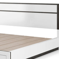 Queen Bedroom Set, White, Metallic Gray Wood, 2 Piece Set with Nightstand