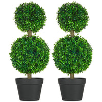 Lesli Double Ball Boxwood Topiary Trees, Set of 2, Green 24 Inch - BM354405