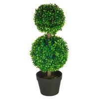 Lesli Double Ball Boxwood Topiary Trees, Set of 2, Green 24 Inch - BM354405