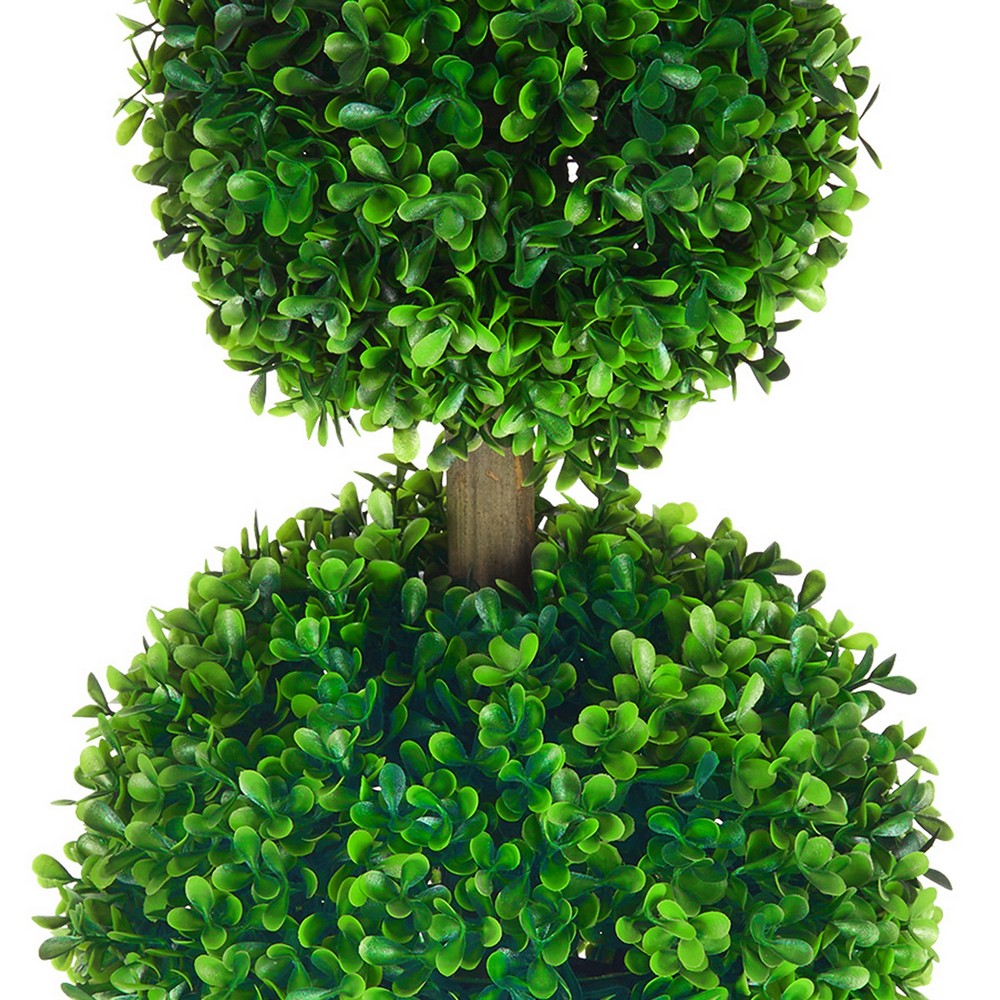 Lesli Double Ball Boxwood Topiary Trees, Set of 2, Green 24 Inch - BM354405