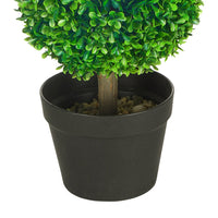 Lesli Double Ball Boxwood Topiary Trees, Set of 2, Green 24 Inch - BM354405
