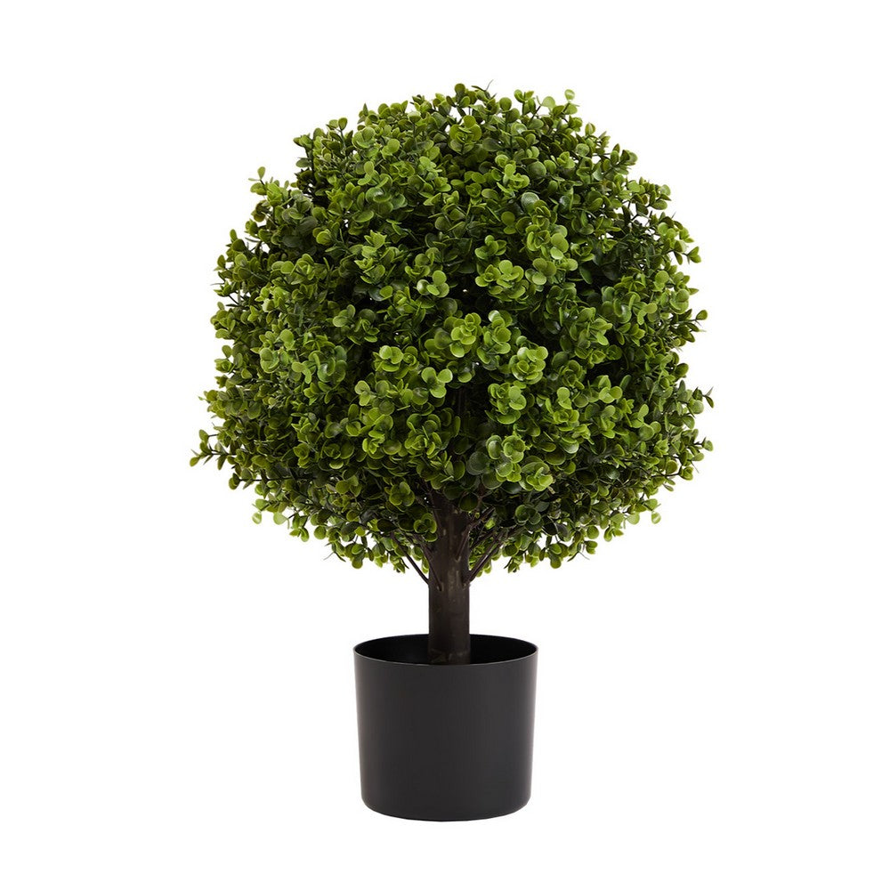 Yana Boxwood Topiary Tree with Pot, Set of 2, Green Poly Silk 22 Inch - BM354408