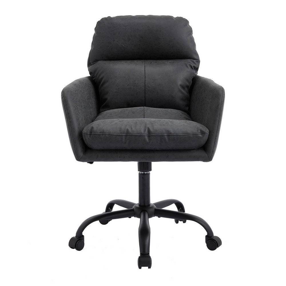 Limz Swivel Office Chair, Adjustable Height, Foam Fill Black Faux Leather