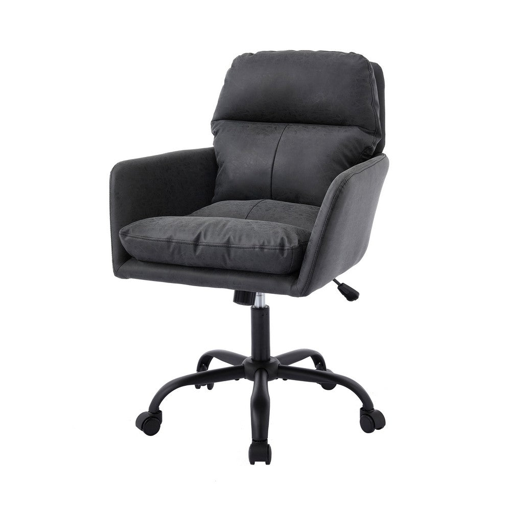 Limz Swivel Office Chair, Adjustable Height, Foam Fill Black Faux Leather