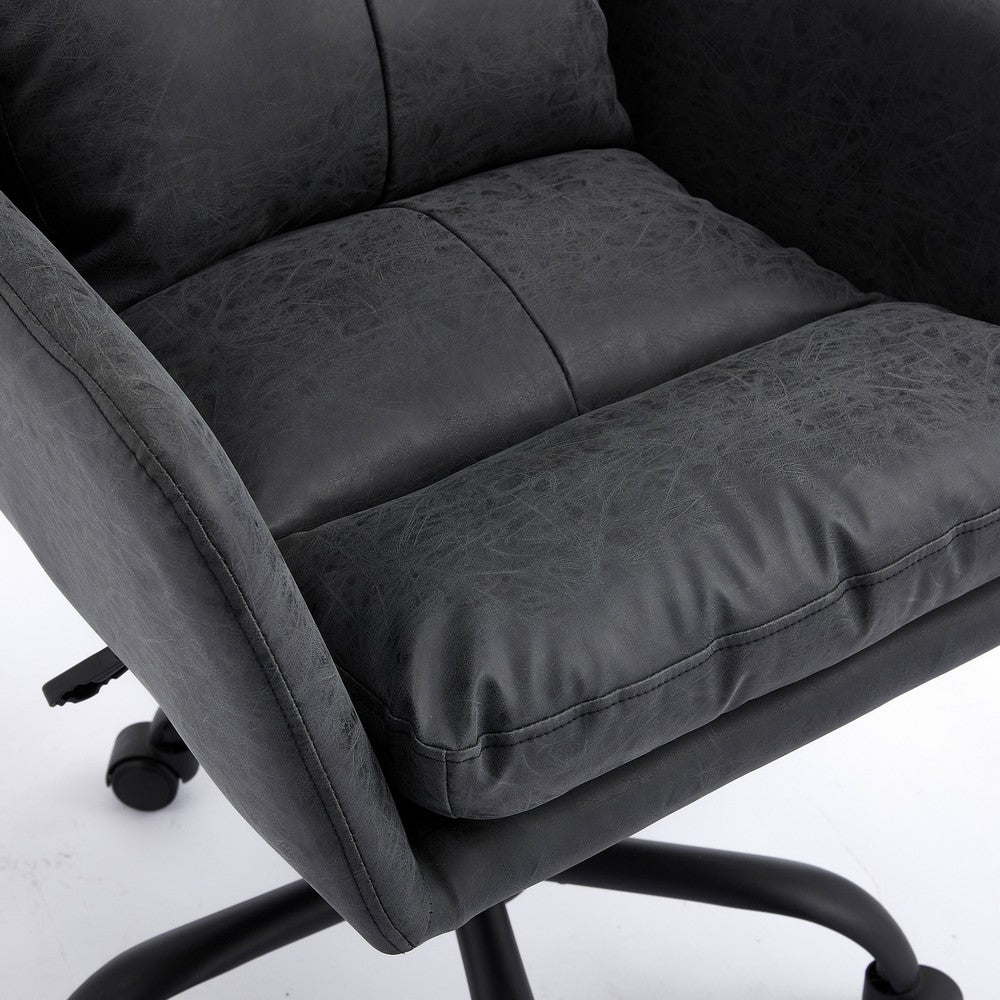Limz Swivel Office Chair, Adjustable Height, Foam Fill Black Faux Leather