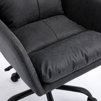 Limz Swivel Office Chair, Adjustable Height, Foam Fill Black Faux Leather