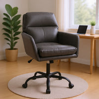 Limz Swivel Office Chair, Adjustable Height, Foam Fill Black Faux Leather