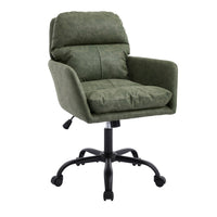 Limz Swivel Office Chair, Adjustable Height, Foam Fill Green Faux Leather